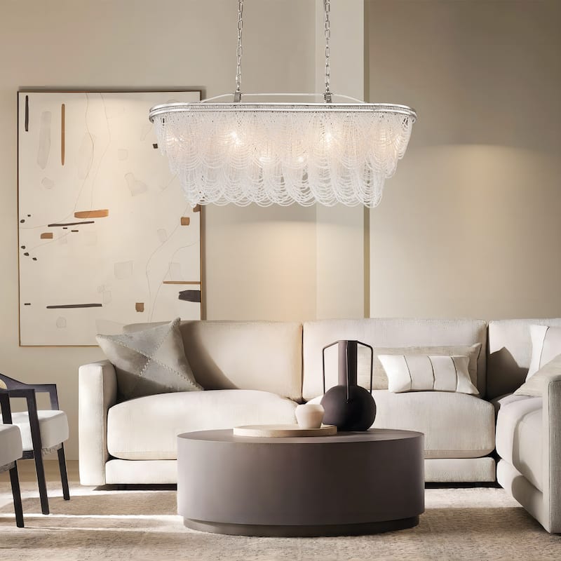 8/ 10-Light Modern Glam Large 3-Tiered Beaded Crystal Chandelier for Living Room