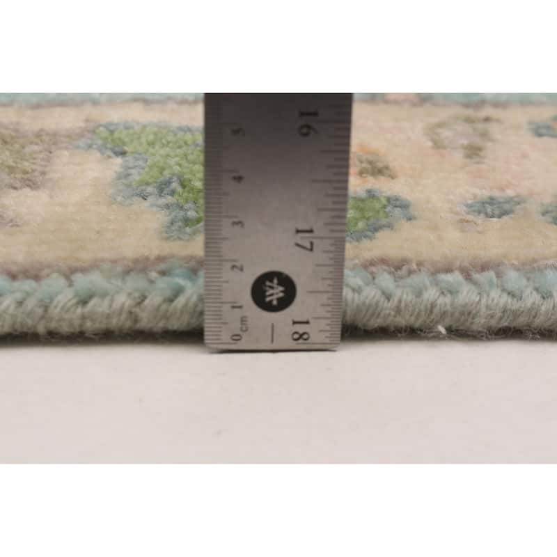 ECARPETGALLERY Hand-knotted Modern Oushak Aqua Wool Rug - 2'5 x 11'8