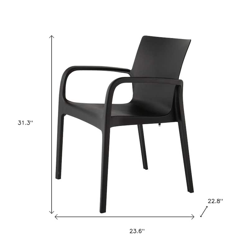 HomeRoots Set of Two Black Heavy Duty Plastic Outdoor Stacking Dining Chairs