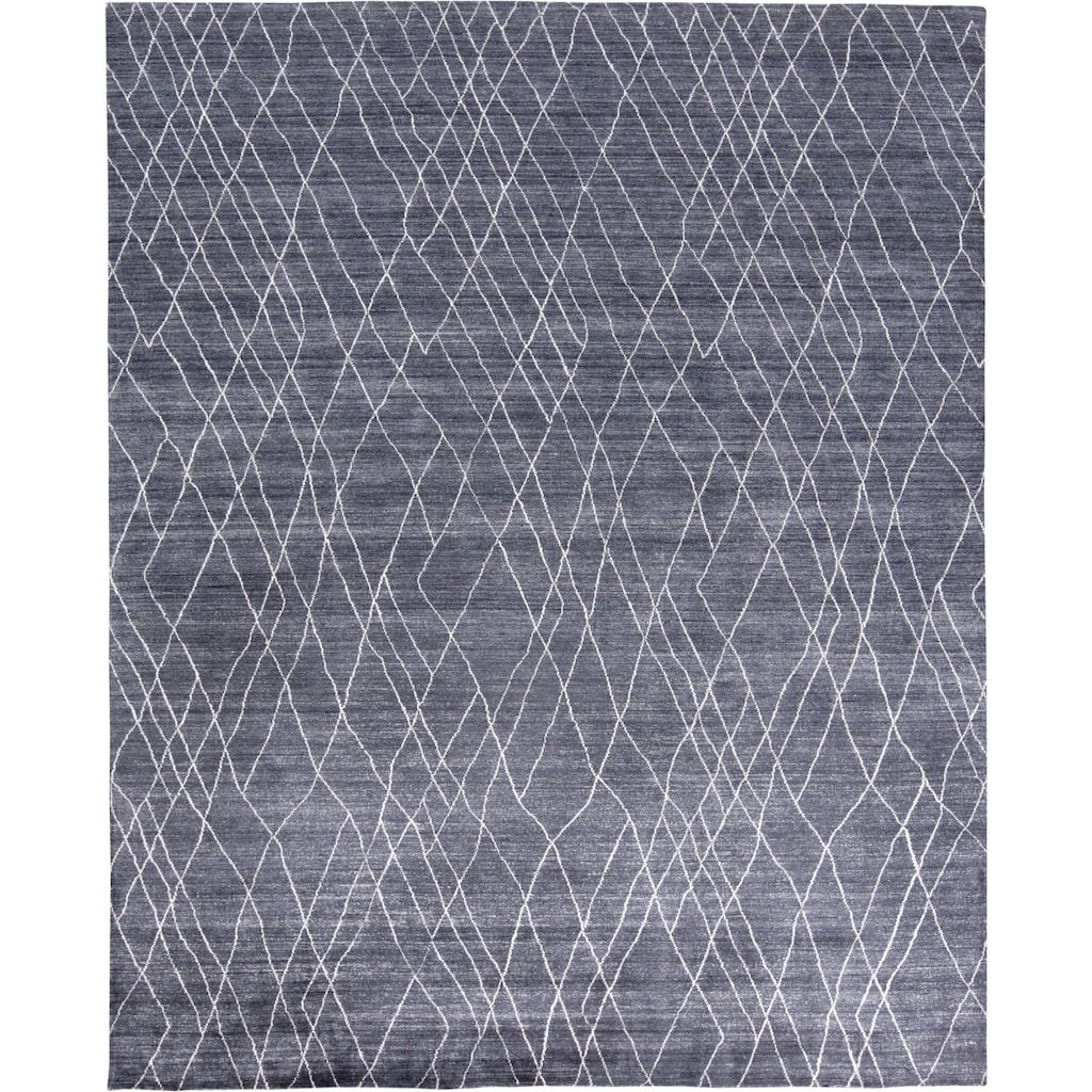 Miska Modern Minimalist Line Work Rug, Navy Blue, Area Rug