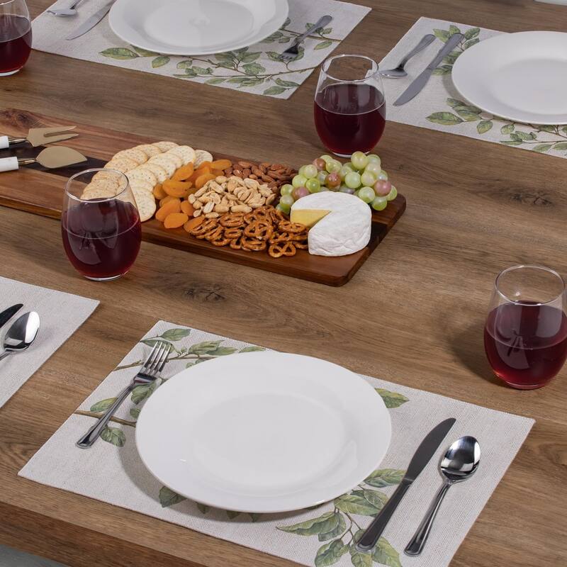 Bird on Branch 4-Pack Poly-Cotton Blend Placemats Manufactured in The USA Machine Washable Dryer Safe