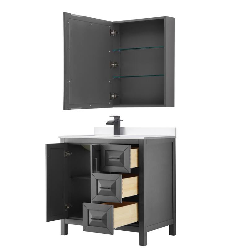 Daria 36-inch Single Vanity, Cultured Marble Top, Med Cabinet