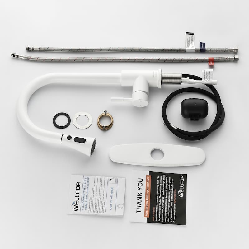 Single Handle Pull-down Sprayer Kitchen Faucet With Deck plate