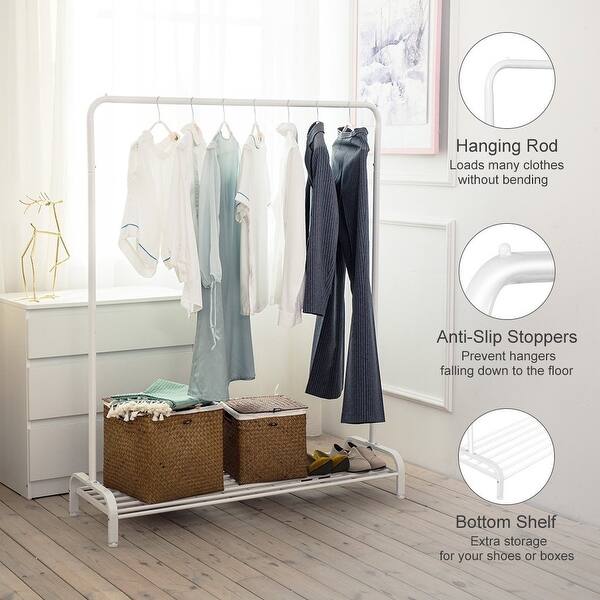 Shop Langria Clothing Garment Rack Heavy Duty Commercial Clothes Stand Storage Shelf White Overstock 22813960