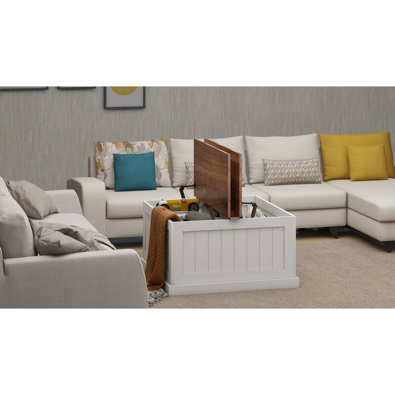 Farmhouse Coffee Table,Wood Center Table with Hinged Lift Top, Rustic Cocktail Table with Hidden Storage