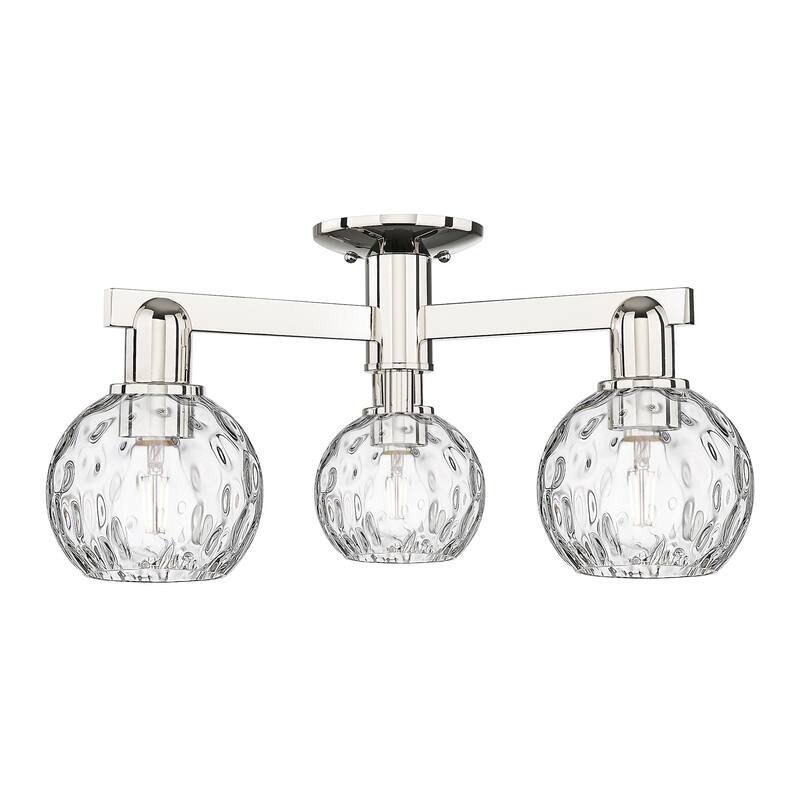 Innovations Lighting 716-3F-10-24 Athens Water Glass Semi-Flush Athens - Polished Nickel / Clear Water Glass