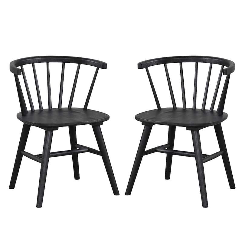 Set of 2 Wooden Dining Chairs with Shaker Legs - Black