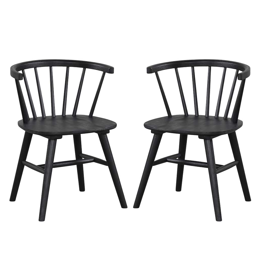Set of 2 Wooden Dining Chairs with Shaker Legs