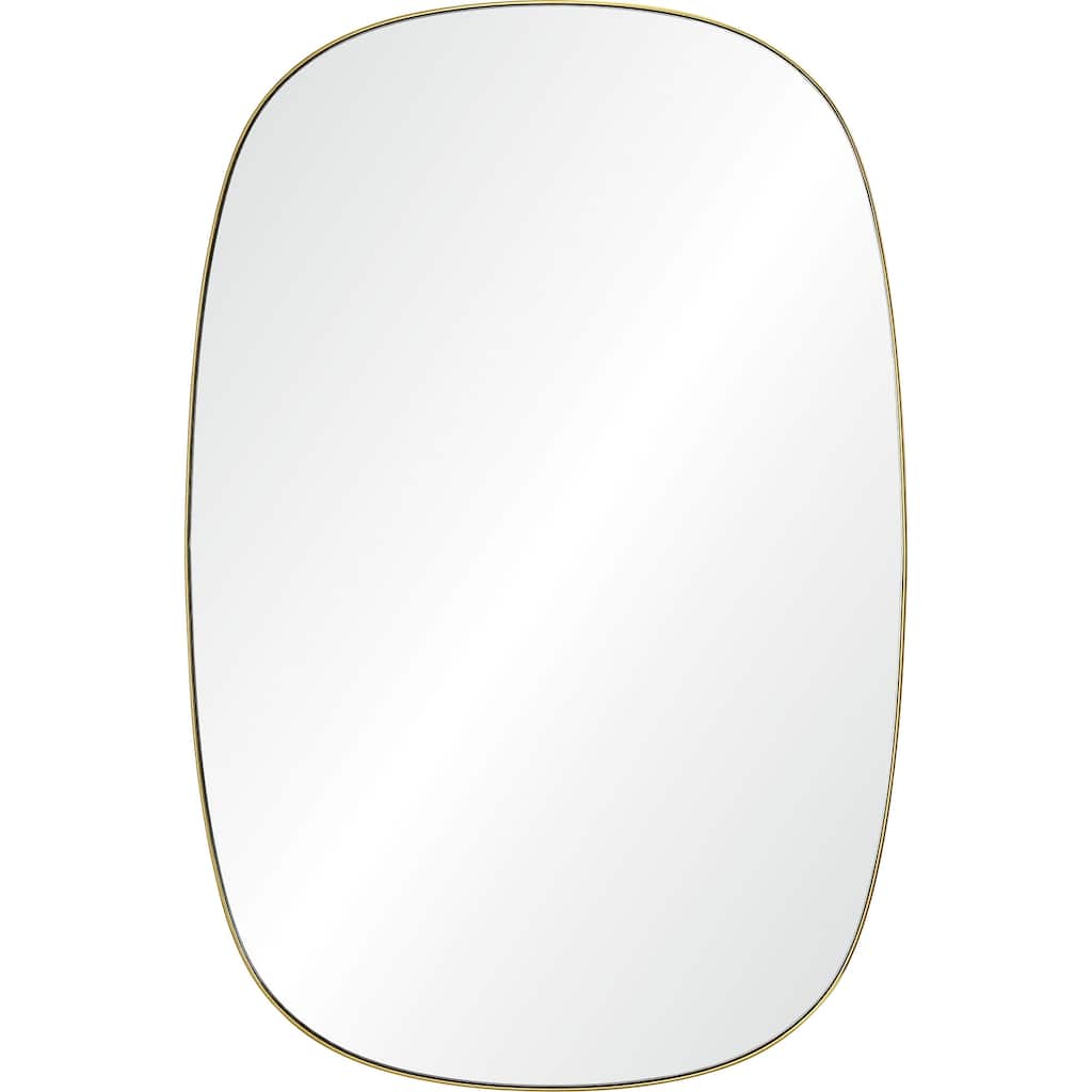 Oval Edged Rectangular Wall Mirror - 36" - Brushed Brass and Clear