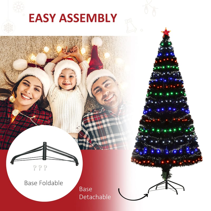 HOMCOM 6 ft. Prelit Artificial Christmas Tree with Stand, Colored Christmas Tree