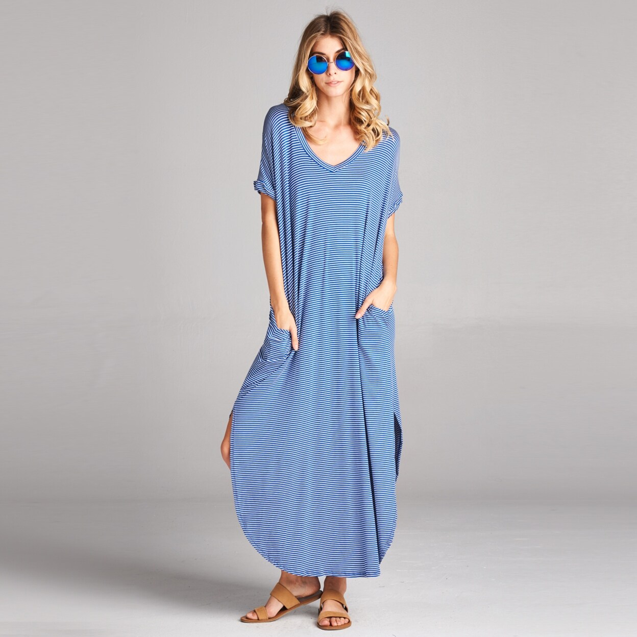 pinstripe maxi dress