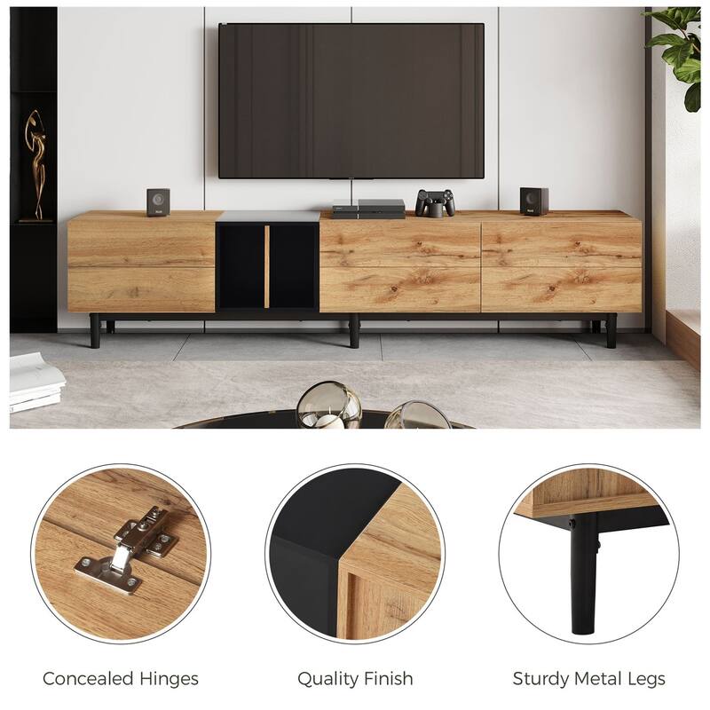 3 Doors Modern TV Stand - 76.80" x 15.00"