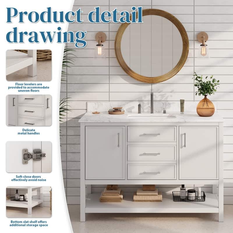 48-Inch Farm Style Bathroom Vanity with Square Sink