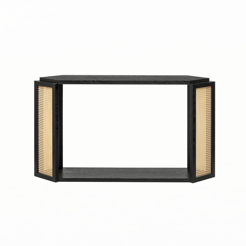 Narrow Console Table with Open Shelf,Black
