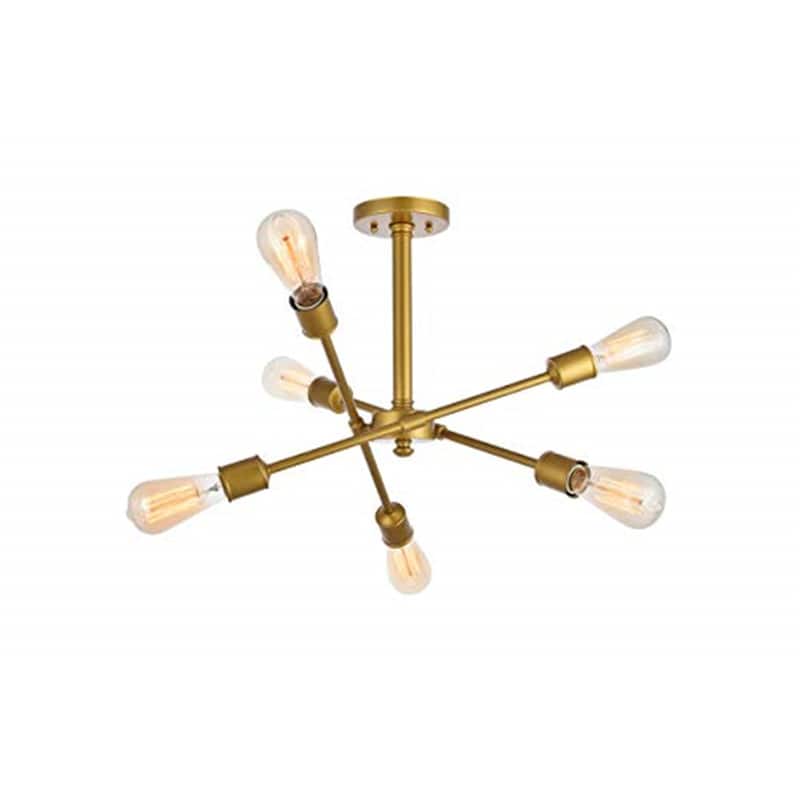 6-Light Brass Flush Mount Ceiling Light