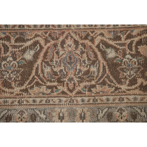 Distressed Mashad Persian Antique Area Rug Hand-knotted Wool