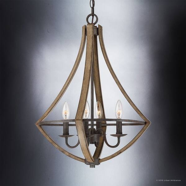 Luxury Farmhouse Chandelier 24 H X 18 25 W With Rustic Style Wood Grain Metal With Antique Black Finish By Urban Ambiance On Sale Overstock 27194334