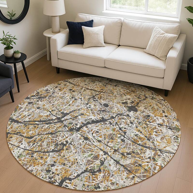 Machine Washable Indoor/ Outdoor Modern Splatter Chantille Rug