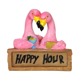 Exhart Solar Happy Hour Flamingos Sign, 10 Inch