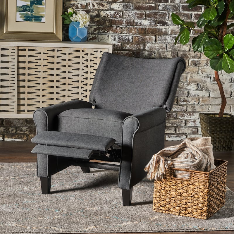 Roomfitters Push Back Recliner Chair with Rolled Arms and Padded Seat for Living Room or Study
