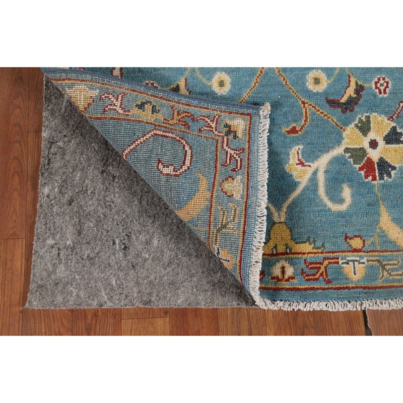 Light Blue Oushak Runner Rug Handmade Transitional Wool Carpet - 2'9" x 9'9"