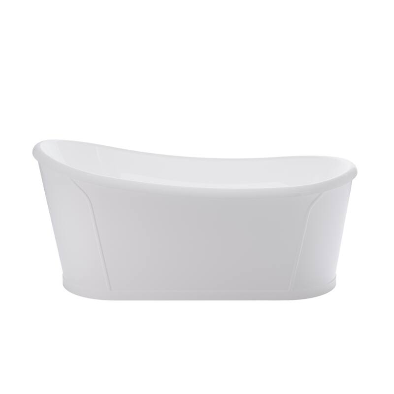 66'' W,68 GALLONS Freestanding Acrylic Soaking Bathtub With Drain And Overflow Holes