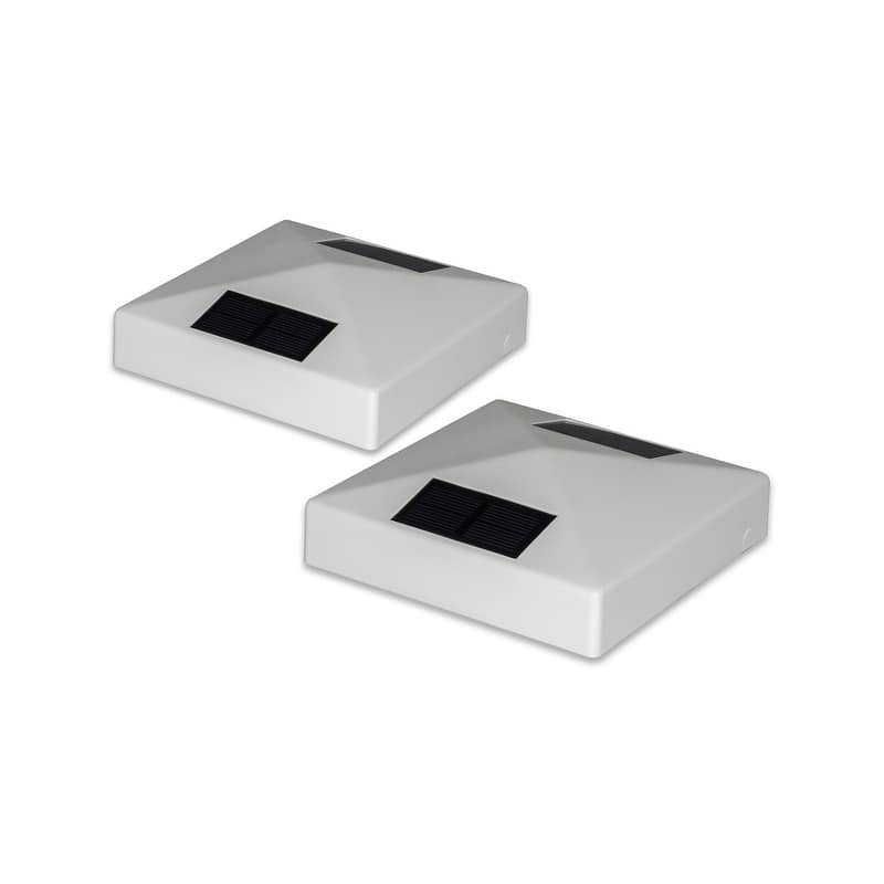 Classy Caps 5x5 White PVC Pyramid Solar Post Cap (Set of 2)