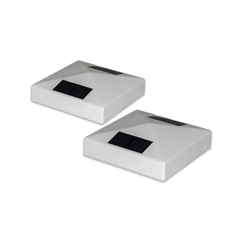 Classy Caps 5x5 White PVC Pyramid Solar Post Cap (Set of 2)