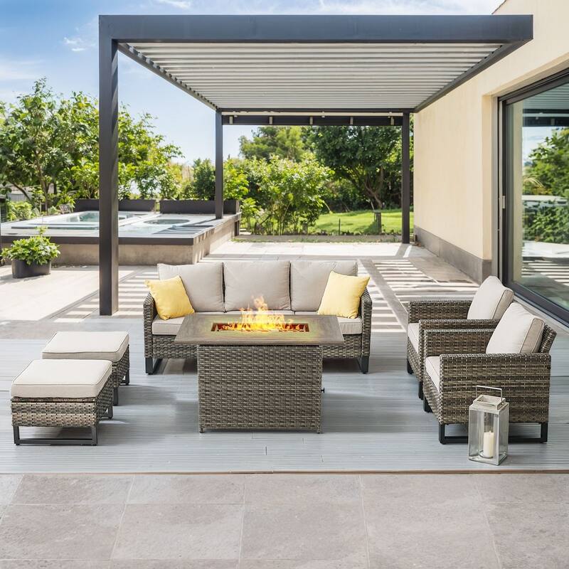 Gymojoy Outdoor Fire Pit Conversation Set, Patio Furniture with Cushions