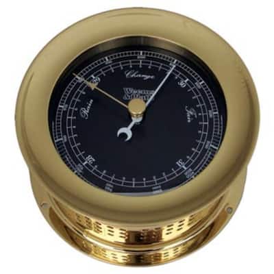 8" Gold and Black Contemporary Adjustable Round Barometer