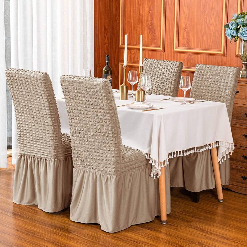 Subrtex Set-of-2 Stretch Dining Chair Cover Ruffle Skirt Slipcovers