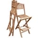 preview thumbnail 3 of 3, Seven Seas Teak Beachside Outdoor Folding Teak Wood Bar Stool with Carry Handle
