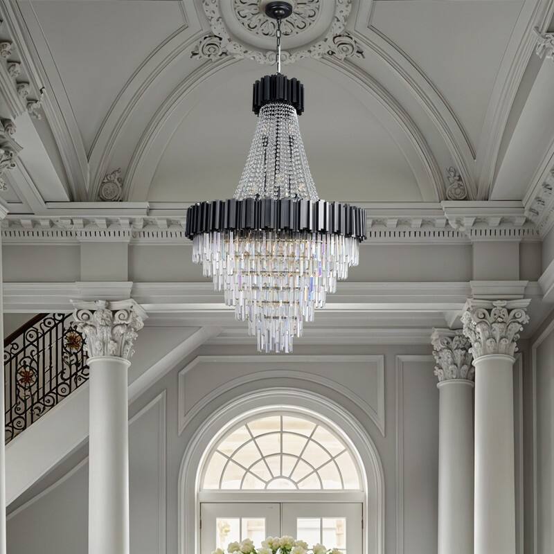 KAYLA Large Crystal Chandelier - 35.4"Modern 6-Tier 17-Light Chrome Ceiling Light, Luxury K9 Crystal