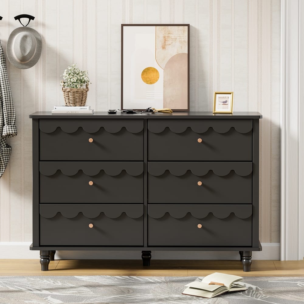 6 Drawers Chest Of Dresser Storage Cabinet Curved Design Organizer