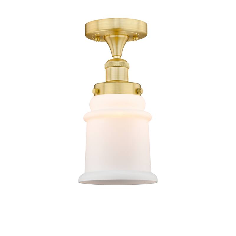 Innovations Lighting Edison Canton - 1 Light 6" Semi-Flush Mount - Satin Gold/Matte White