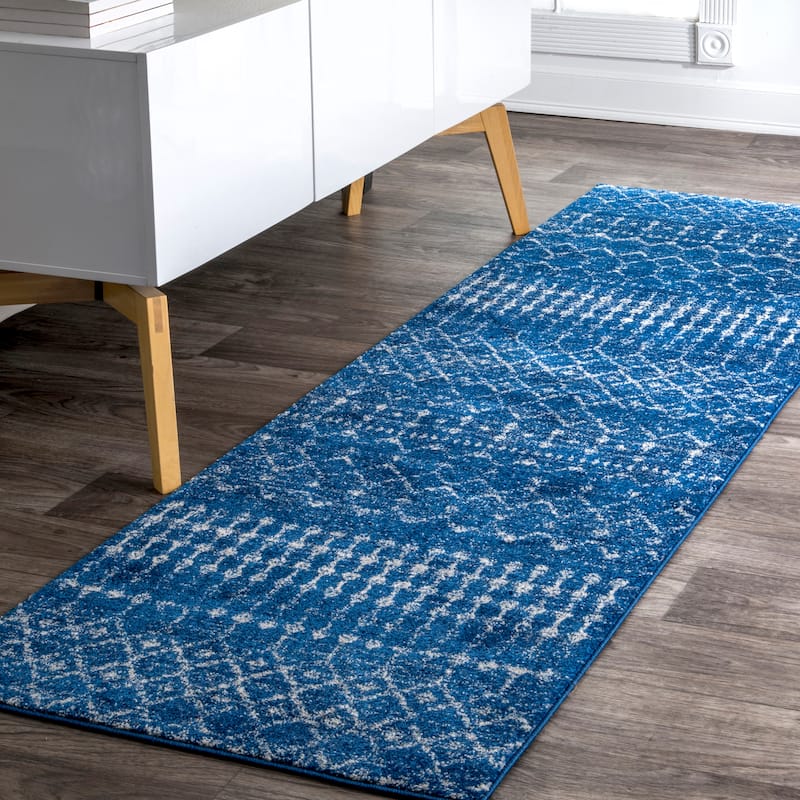 Nuloom Emmy Moroccan Trellis Area Rug - 2'8" x 8' Runner - Blue
