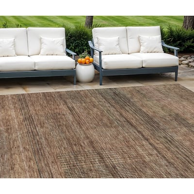 HomeRoots Striped Transitional Rectangle Outdoor Rug