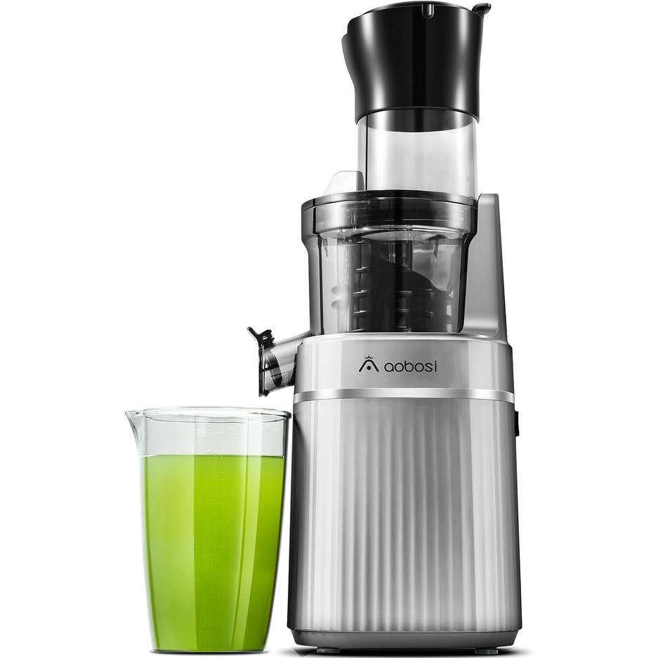 Aobosi Masticating Juicer Machine 2 In 1 Cold Press Juicer with Large Feed Chute for Juice Ice Cream Black