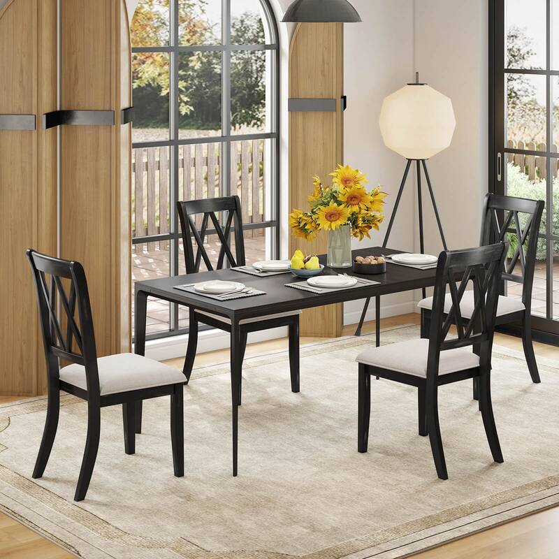 Costway 2/4 PCS Farmhouse Dining Chairs Modern Kitchen Chairs with