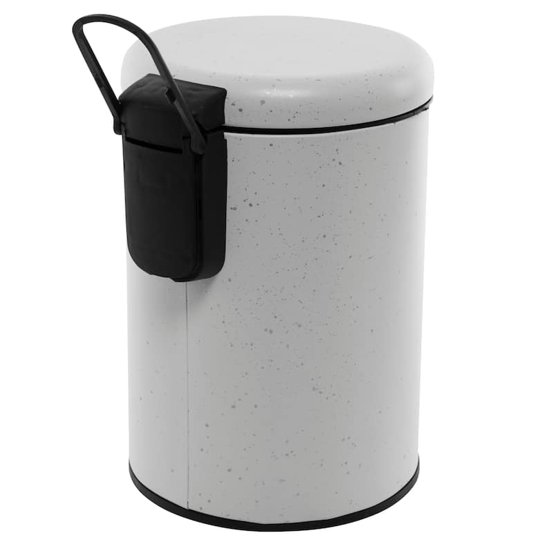Elle Décor Speckled Design 3 Liter Step Bin with Lid Trash Can in Black