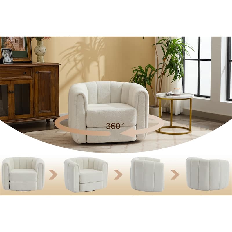 Swivel Accent Barrel Chair,Modern Round Armchairs with Upholstered