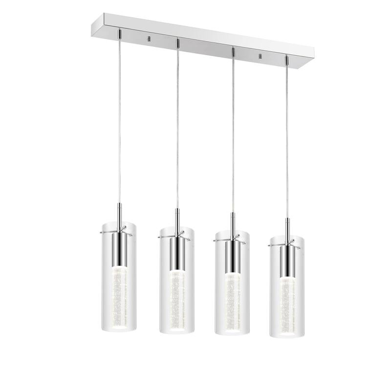 Zinnia Modern Style Iron/Crystal/Glass Integrated LED Linear Pendant, Chrome by JONATHAN Y