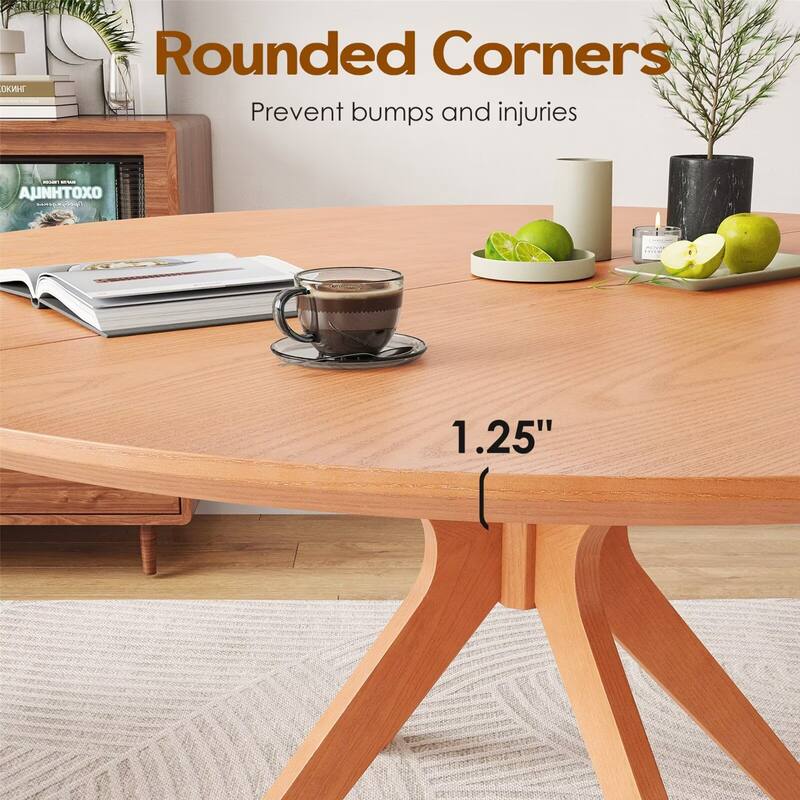 47.2" Solid Wood Round Dining Table for 4-6 People with Intersecting Pedestal Base
