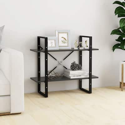 vidaXL 2-Tier Book Cabinet Gray 31.5"x11.8"x27.6" Chipboard - 31.5" x 11.8" x 27.6" - 31.5" x 11.8" x 27.6"