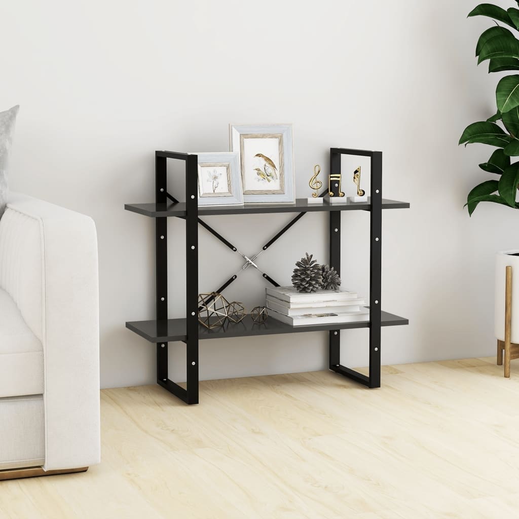 vidaXL 2-Tier Book Cabinet Gray 31.5"x11.8"x27.6" Chipboard - 31.5" x 11.8" x 27.6" - 31.5" x 11.8" x 27.6"