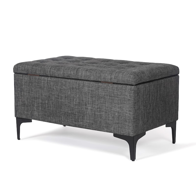 Adeco 31.5" Storage Ottoman Bench with Metal Legs