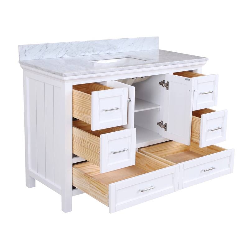KitchenBathCollection Paige 48" Bathroom Vanity with Carrara Marble Top