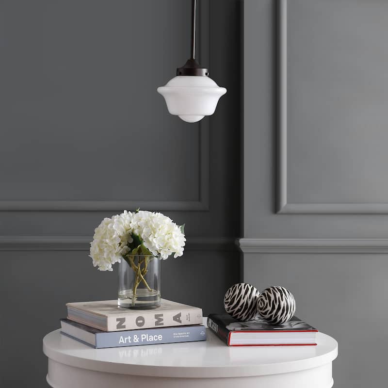 Cleo Adjustable Drop Metal/Glass LED Pendant, by JONATHAN Y