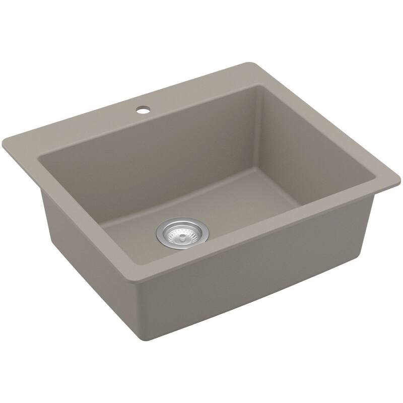 Karran USA QT-820 Top Mount 25" Single Bowl Quartz/Granite Kitchen - Concrete