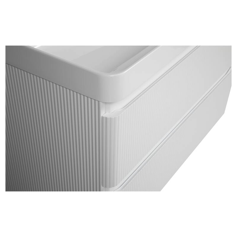 Modern Wall-Mounted Bathroom Vanity with Washbasin Luxury White Matte Non-Toxic MDF-30"-Omega R-line 24"